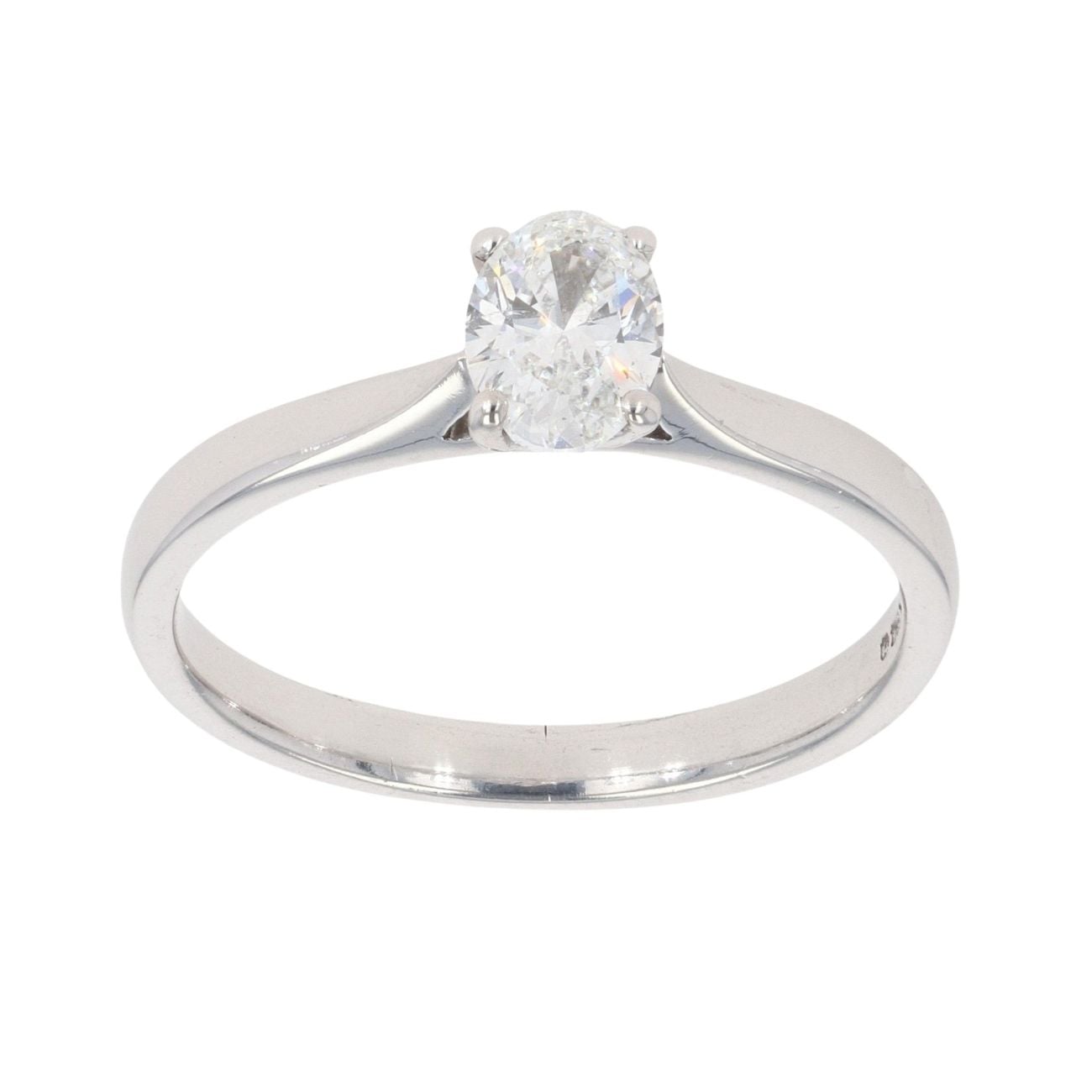 18ct White Gold 0.50ct Oval Cut Diamond Solitaire Ring
