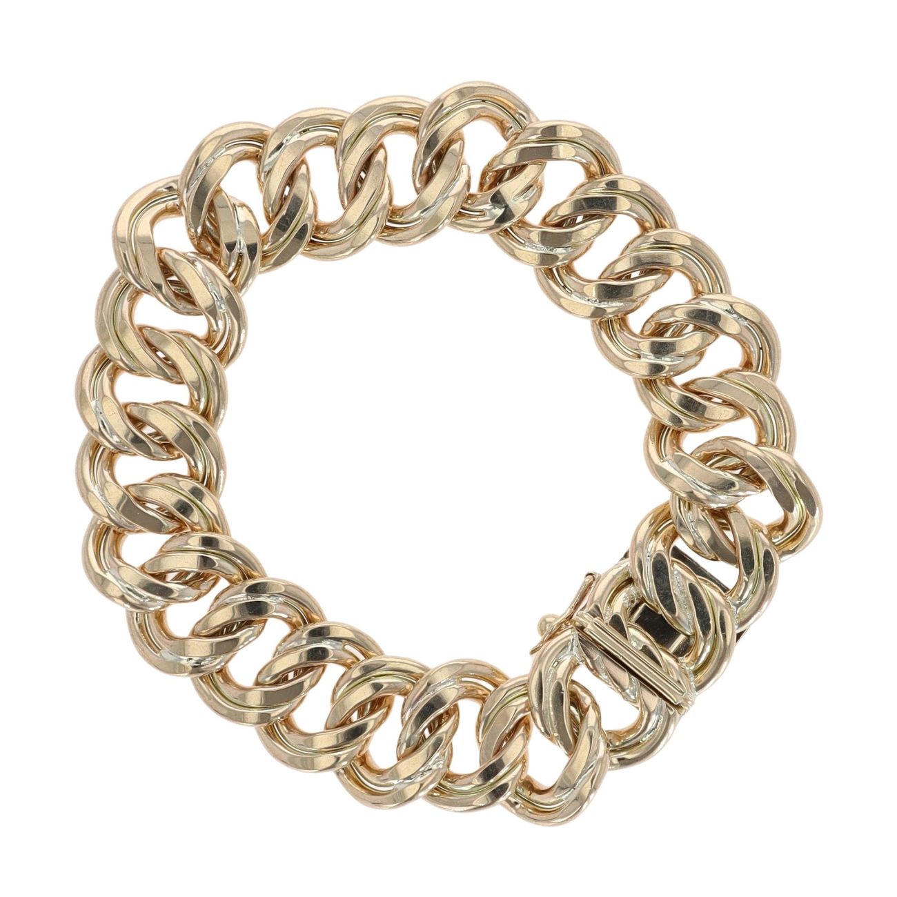 9ct Yellow Gold Double Link Fancy Bracelet 7.5"