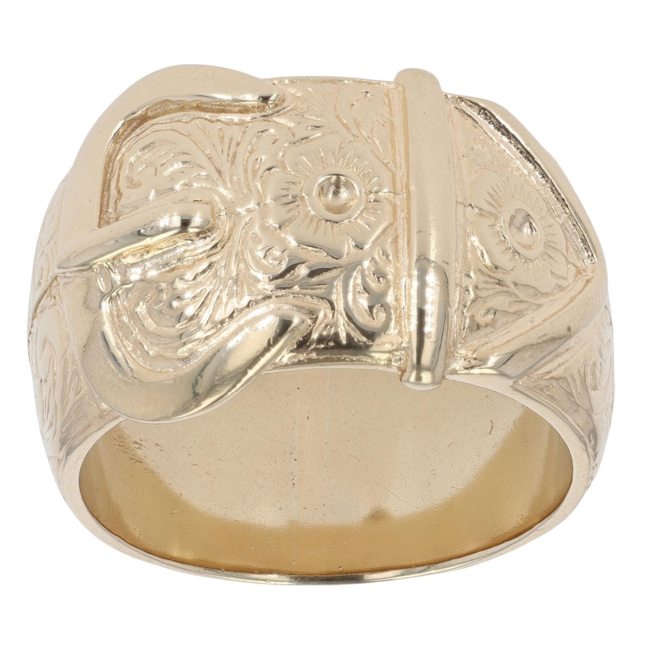 9ct Yellow Gold Patterned Buckle Ring