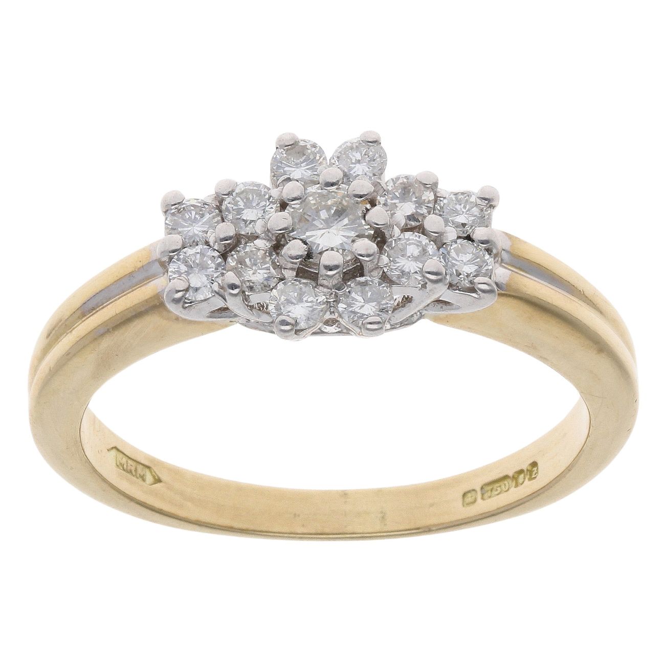18ct Yellow Gold 0.50ct Diamond Cluster Ring