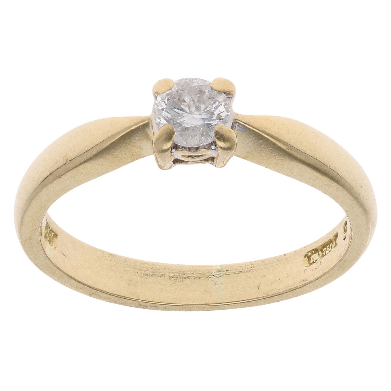 18ct Yellow Gold 0.25ct Brilliant Cut Diamond Solitaire Ring