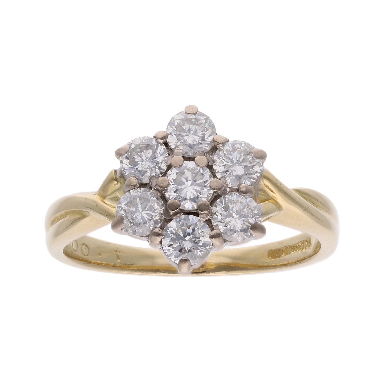 18ct Yellow Gold 1.00ct Diamond Cluster Ring