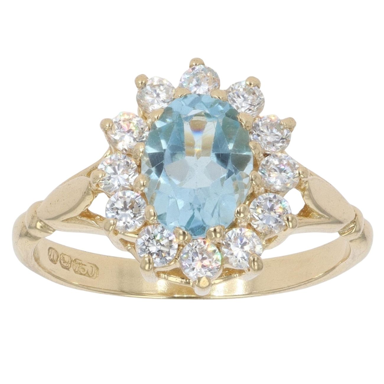 18ct Yellow Gold Topaz and Cubic Zirconia Cluster Ring