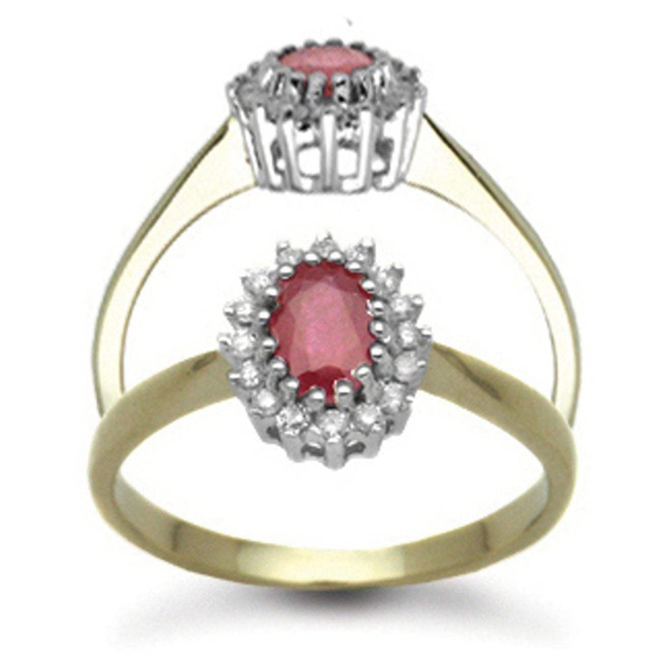 9 Carat Yellow Gold 0.12pts Diamond & Ruby Ring