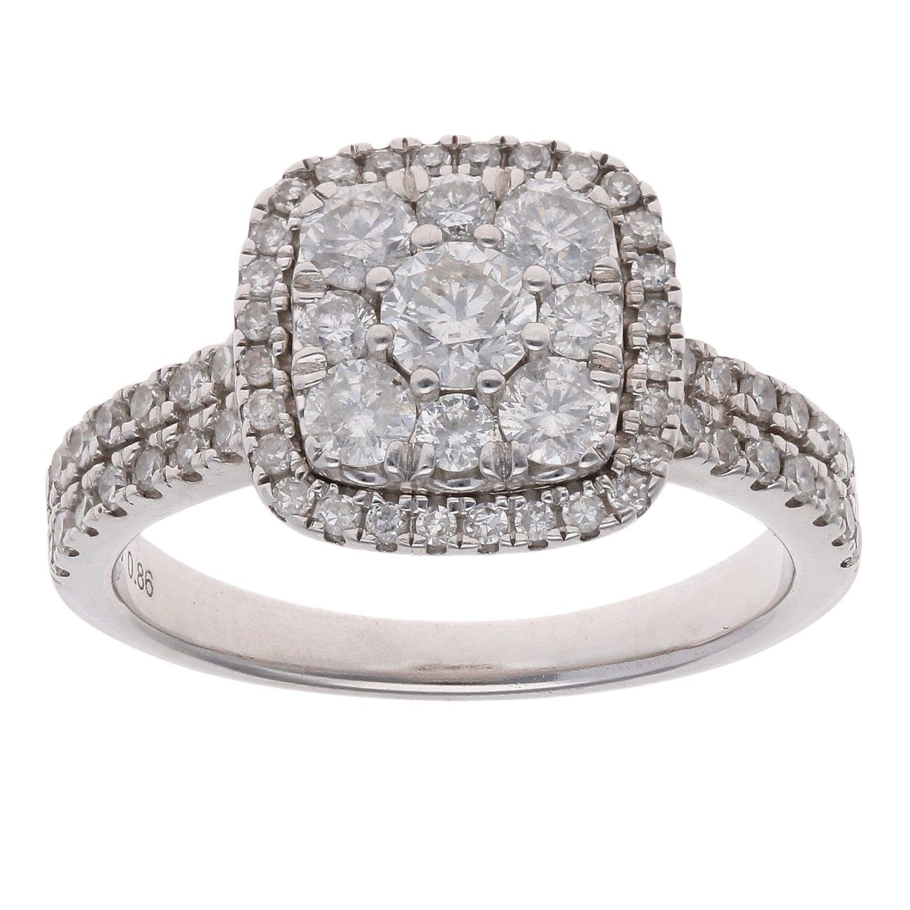 18ct White Gold 0.86ct Diamond Cluster Ring