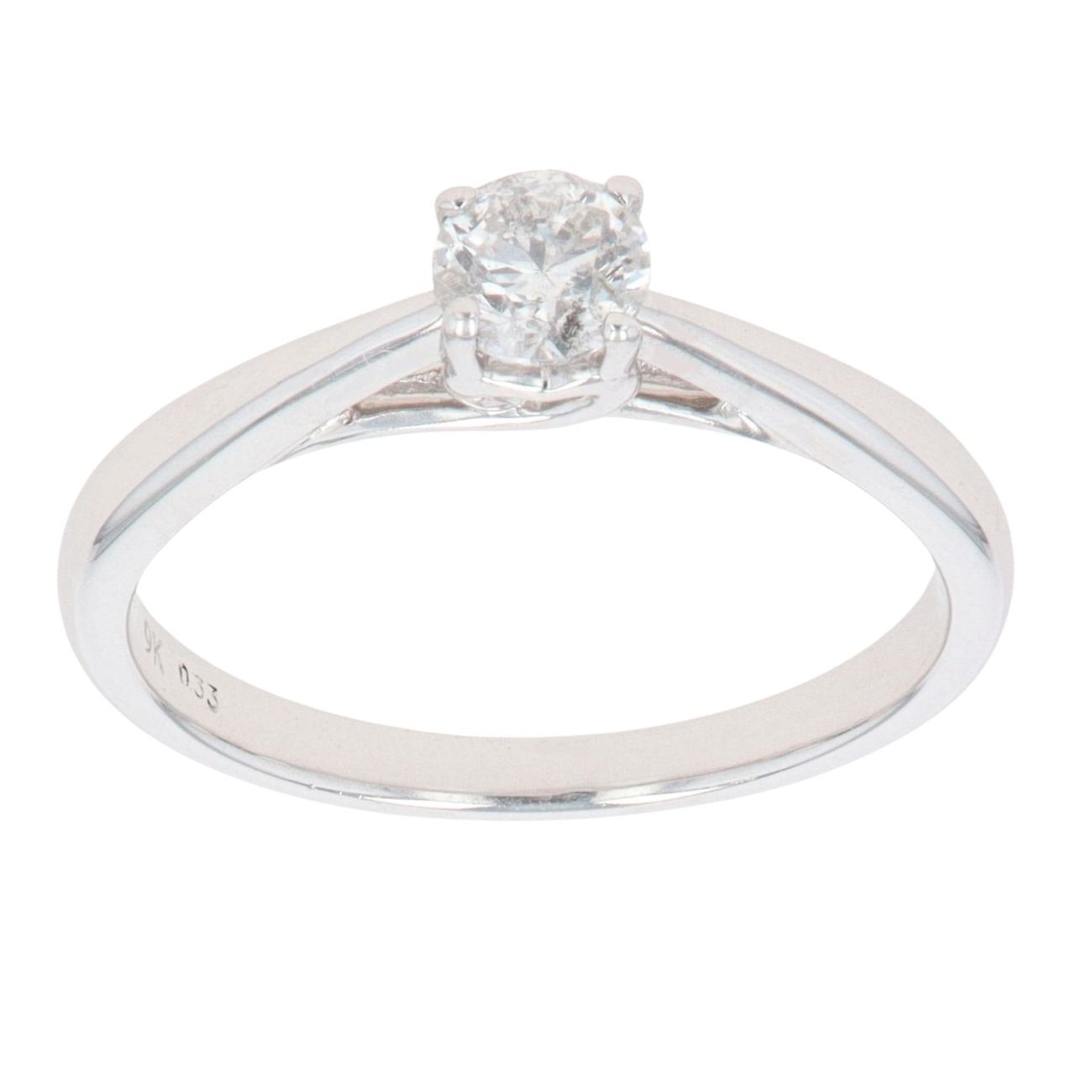 9ct White Gold 0.33ct Brilliant Cut Diamond Solitaire Ring