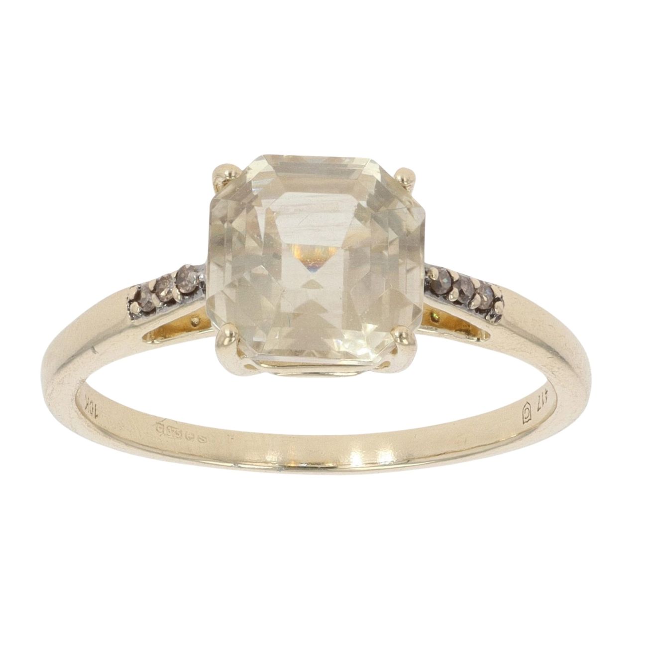 9ct Yellow Gold 0.05ct Diamond and Heliodor Ring