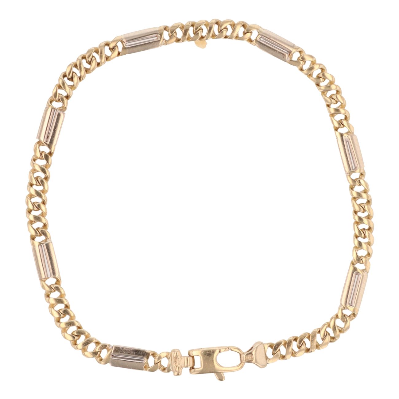 9ct Yellow And White Gold Figaro Bracelet 8.5"