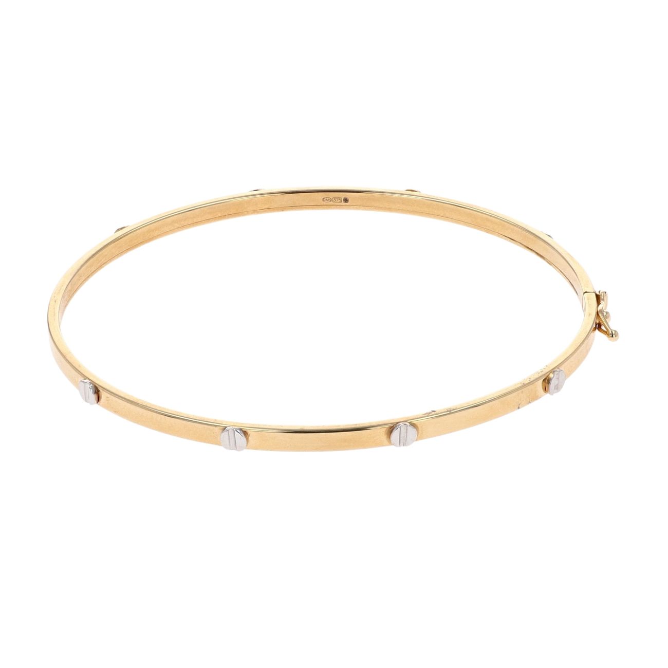 9ct Yellow and White Plain Screw Bangle