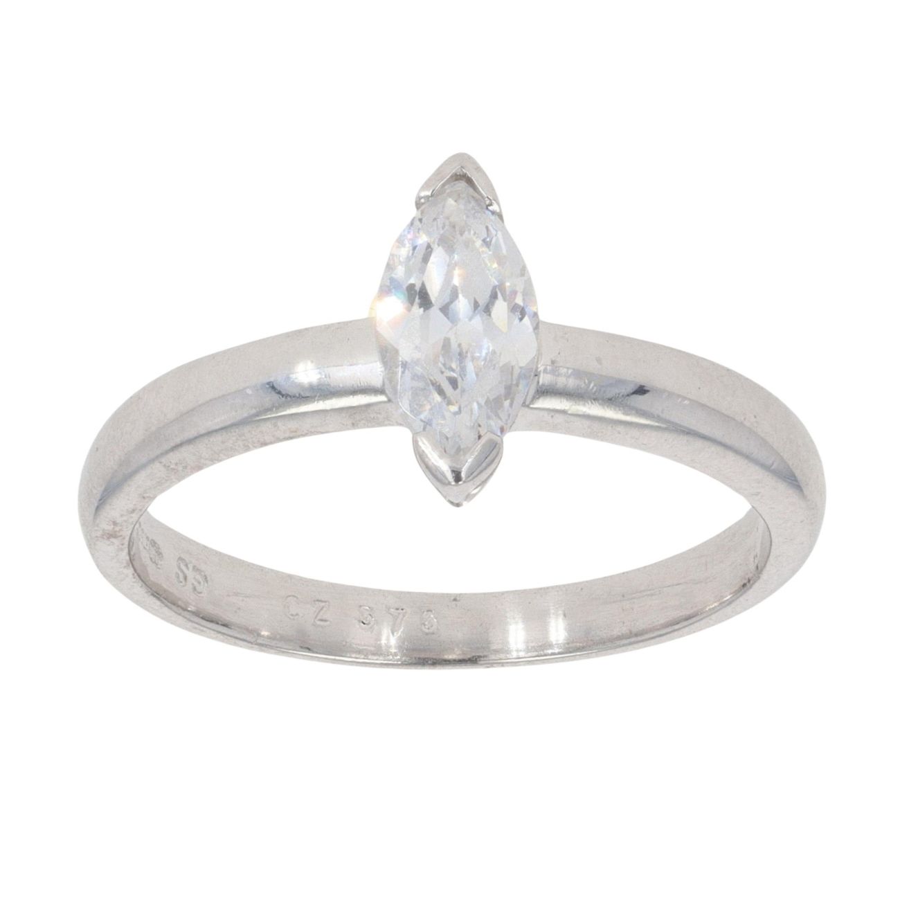 9ct White Gold Cubic Zirconia Single Stone Ring