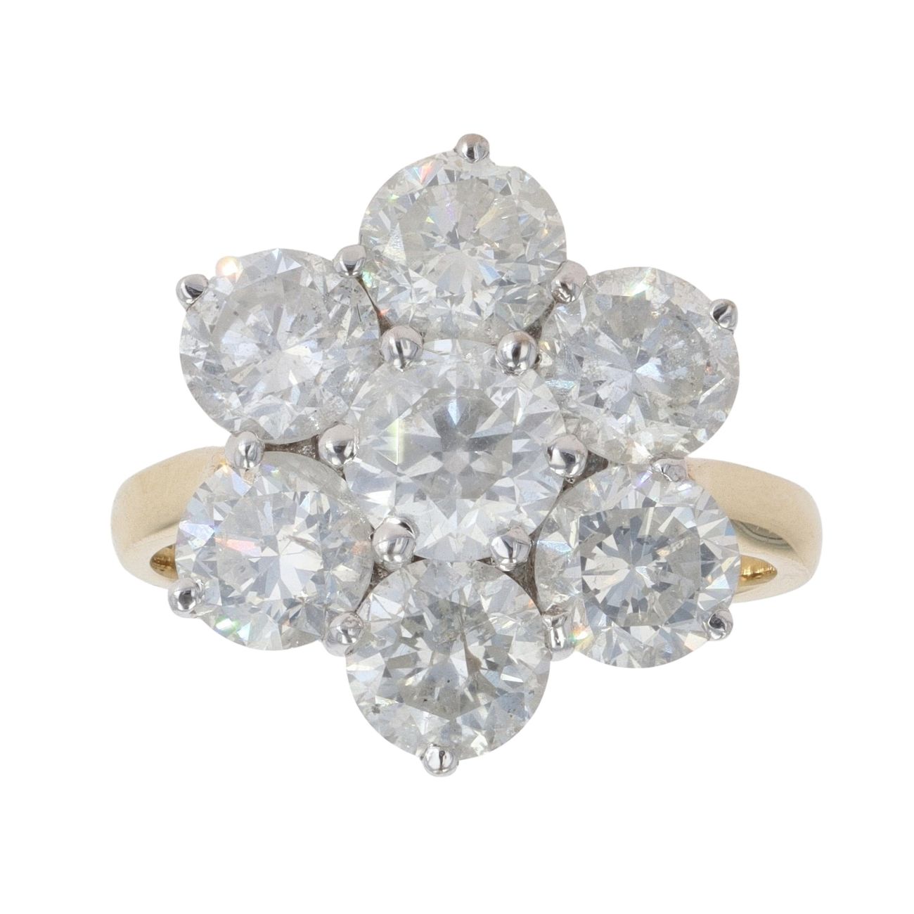 18ct Yellow Gold 5.30ct Diamond Cluster Ring