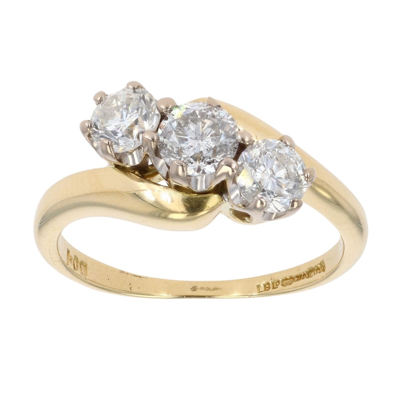 18ct Yellow Gold 1.00ct Brilliant Cut Diamond Trilogy Ring