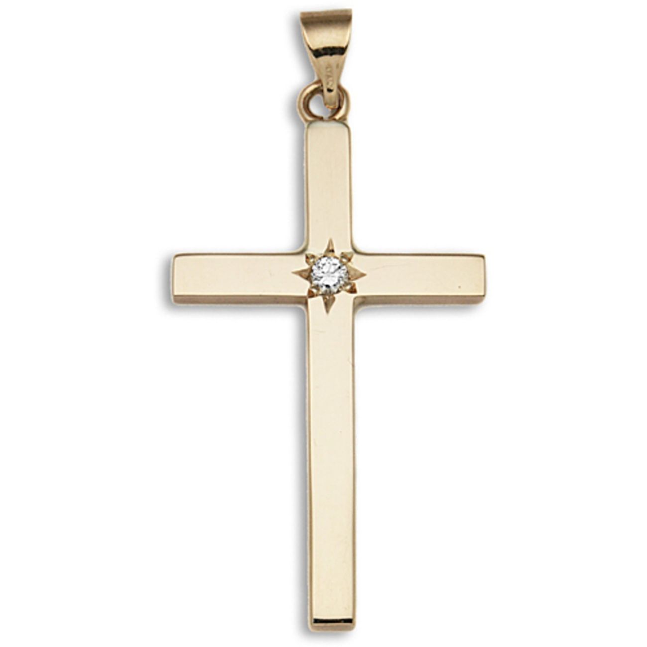 9ct Yellow Gold 0.10ct Diamond Cross Pendant