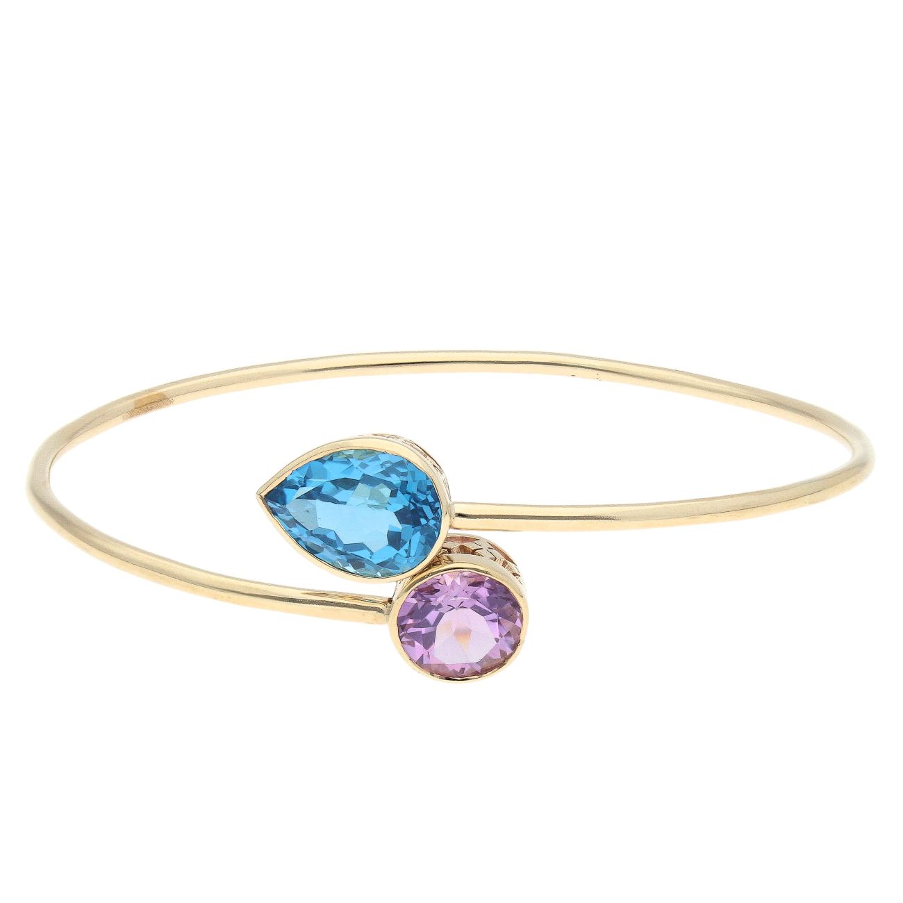 9ct Yellow Gold Amethyst And Topaz Bangle
