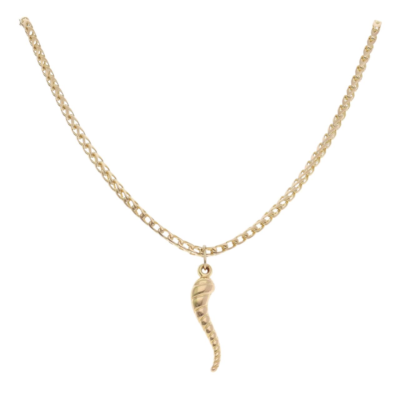 14ct Yellow Gold Horn Of Plenty Pendant and Chain 18"