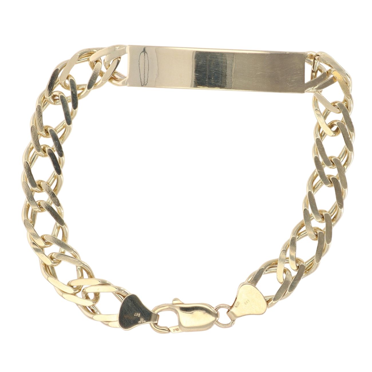 9ct Yellow Gold Double Curb ID Bracelet 8"