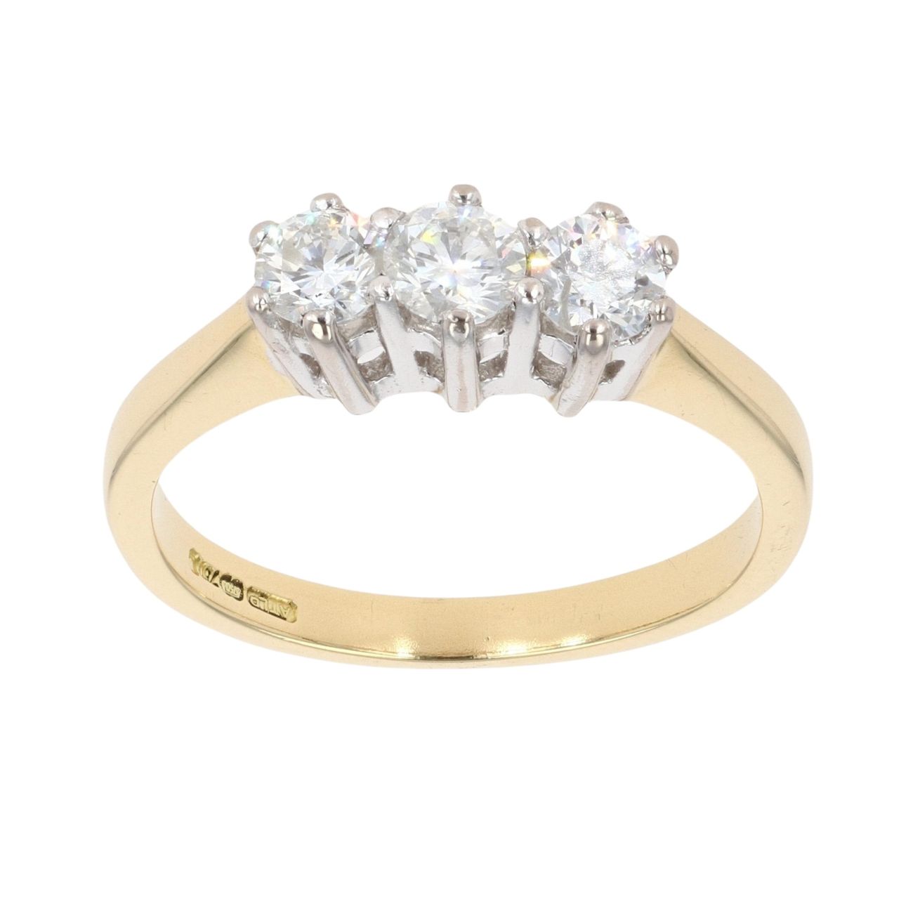 18ct Yellow Gold 0.50ct Brilliant Cut Diamond Trilogy Ring