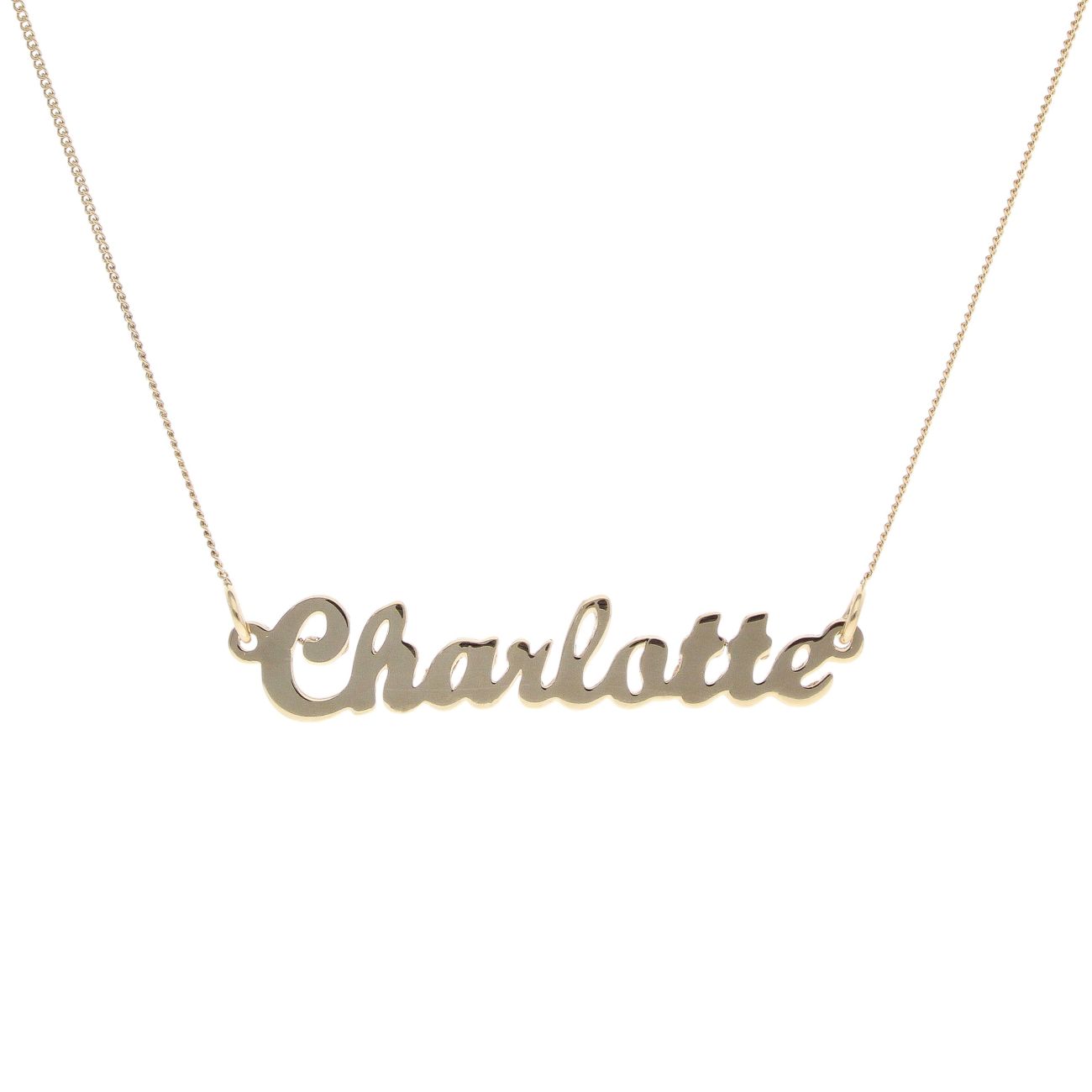 9ct Yellow Gold Personalised Script Nameplate Necklace