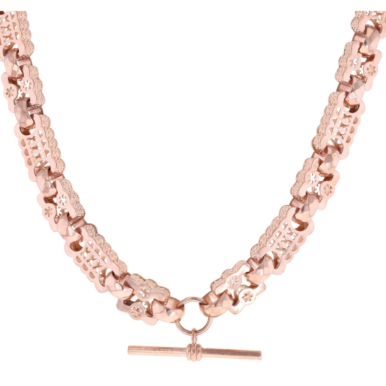 9ct Rose Gold Stars and Bars Chain 22"