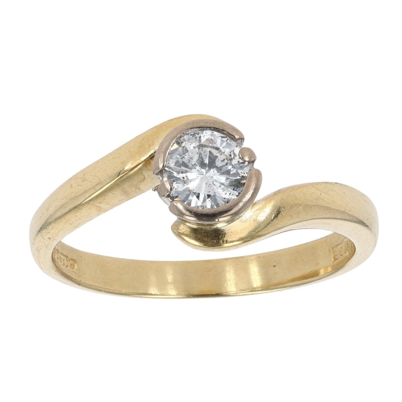 18ct Yellow Gold 0.50ct Diamond Twist Solitaire Ring