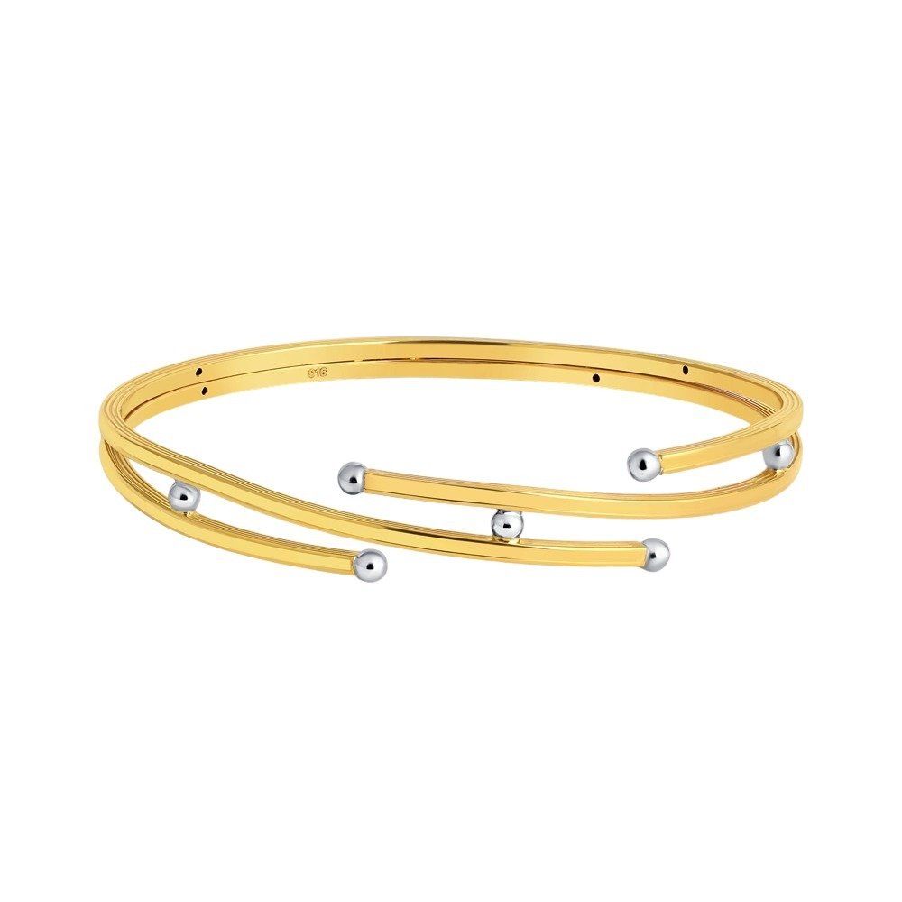 22ct Yellow Gold Layer bangle pair with round bead detail