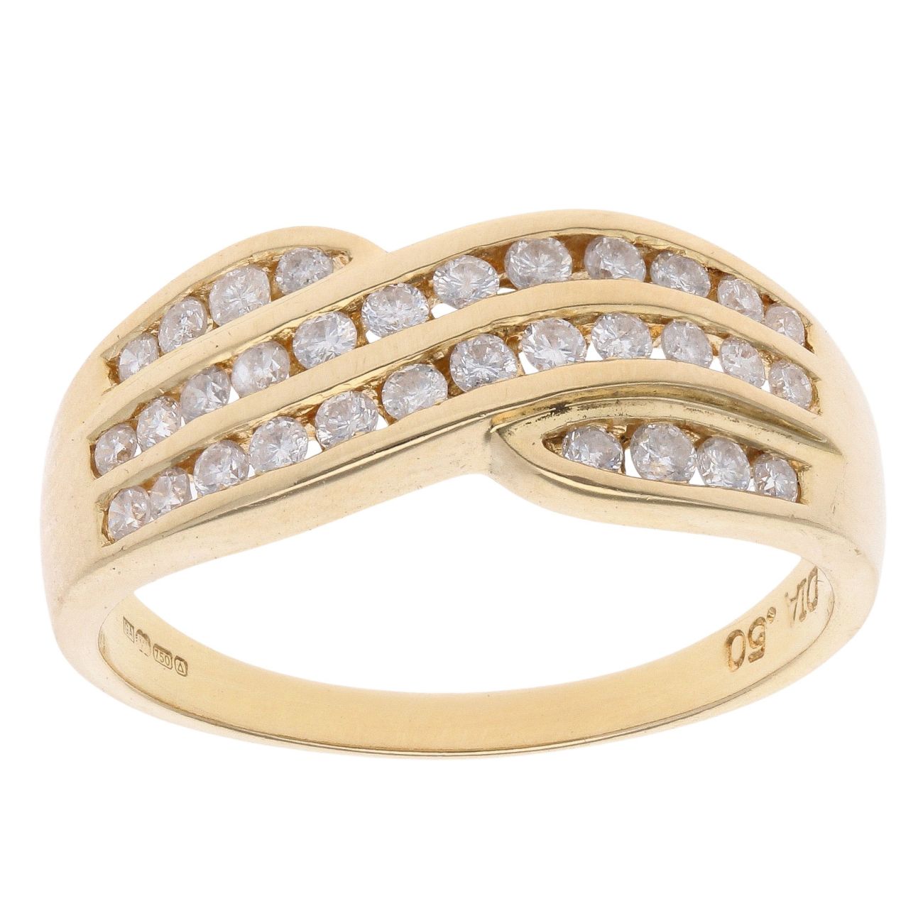 18ct Yellow Gold 0.50ct Diamond Crossover Ring