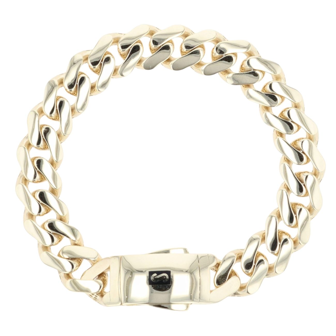 14ct Yellow Gold Monaco Curb Classic Plain Lock Bracelet 9"