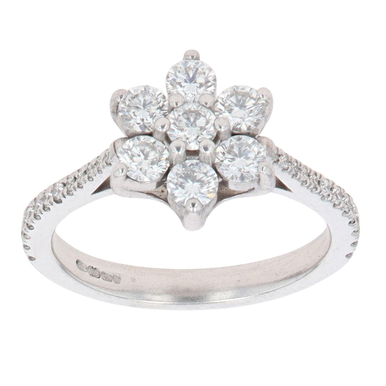 18ct White Gold 1.00ct Diamond Cluster Ring