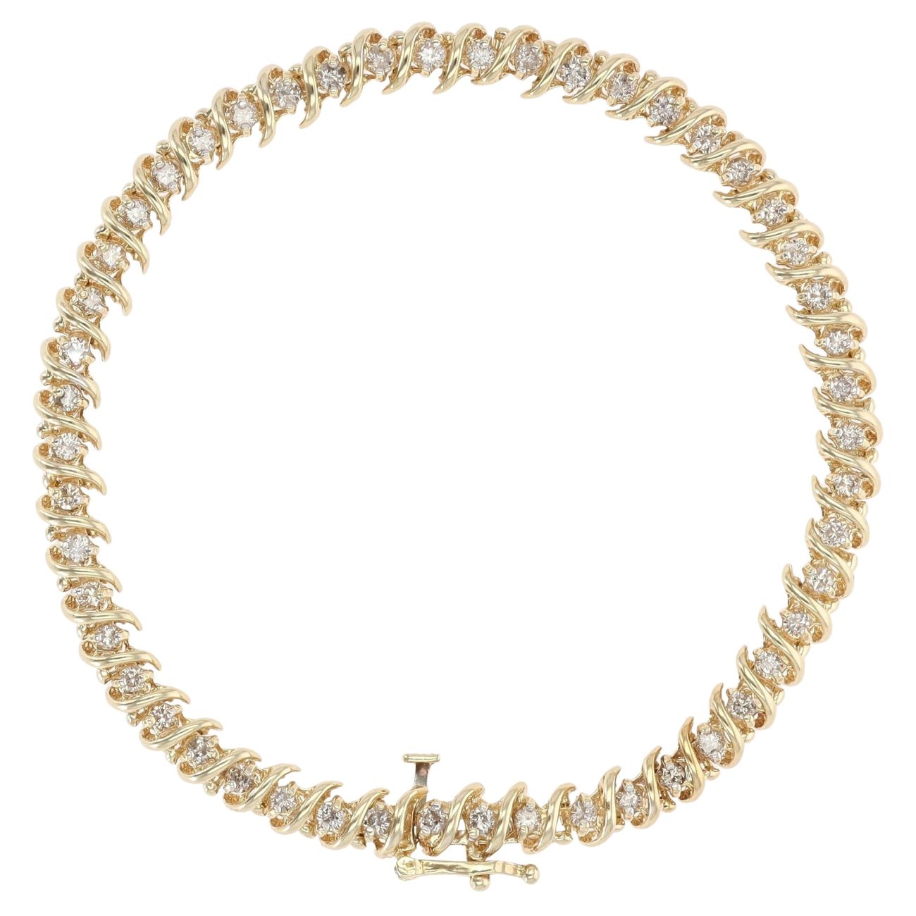 14ct Yellow Gold 1.75ct Diamond Fancy Bracelet 7"