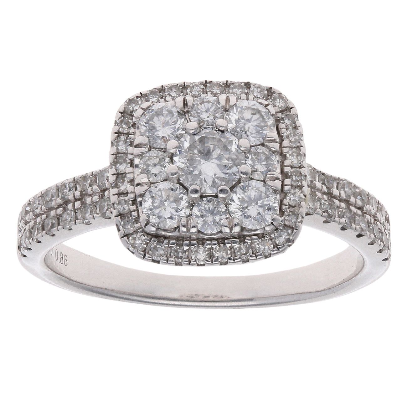 18ct White Gold 0.86ct Diamond Cluster Ring