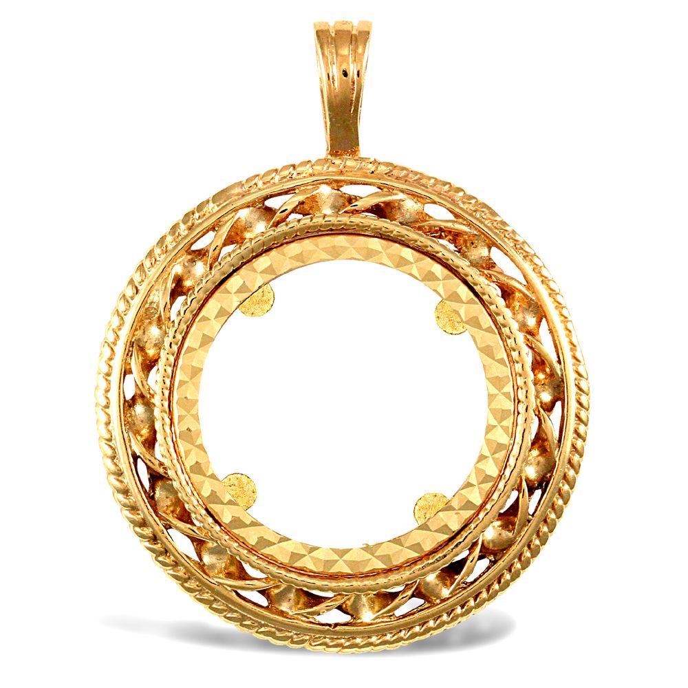 9ct Yellow Gold Half Sovereign Pendant Mount - Rope and Twist