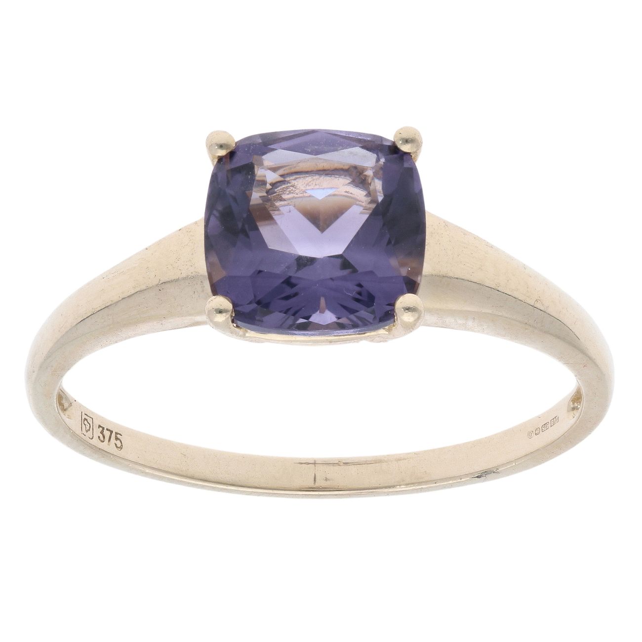 9ct Yellow Gold Single Stone Amethyst Ring
