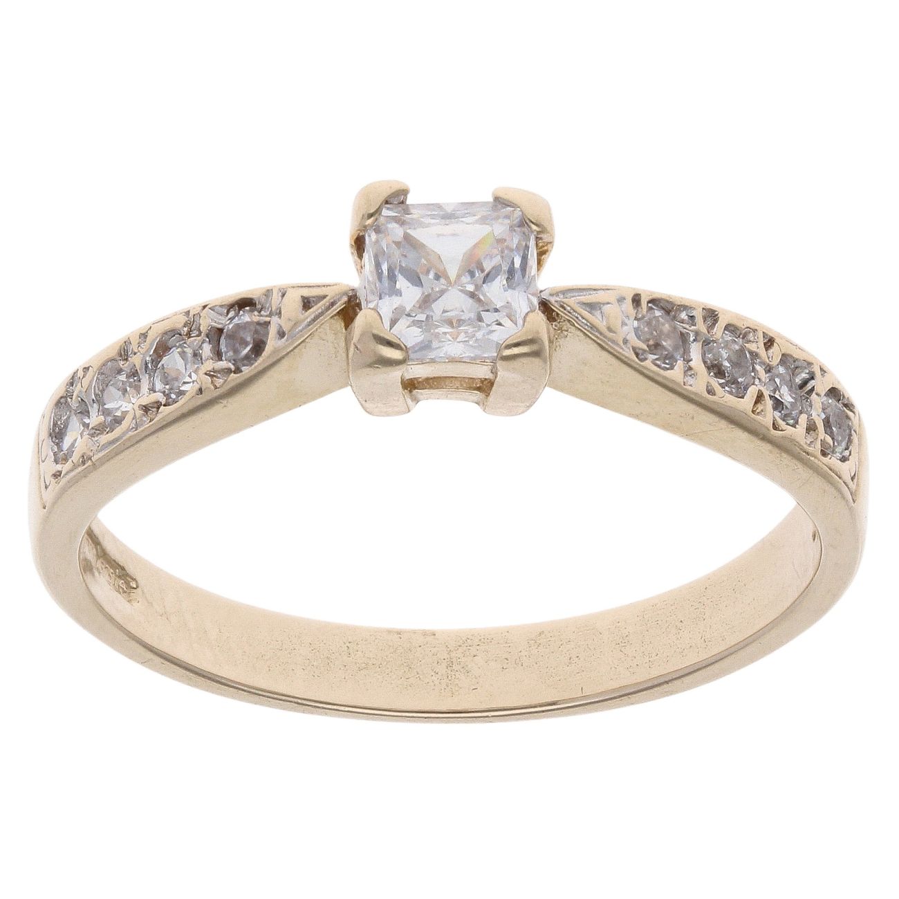 9ct Yellow Gold Cubic Zirconia Solitaire Ring