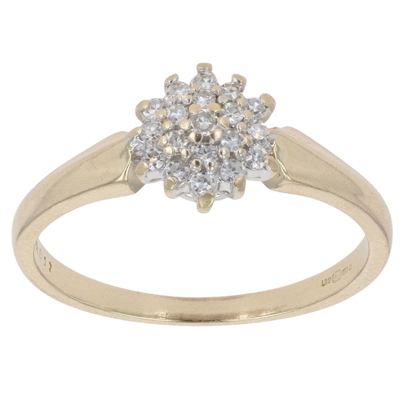 9ct Yellow Gold 0.20ct Diamond Cluster Ring