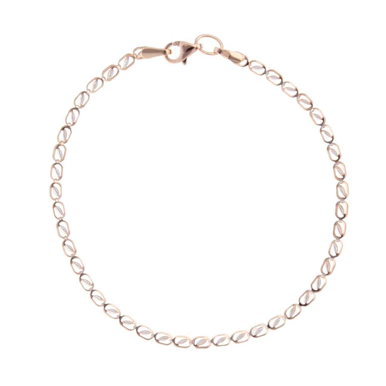 9ct White and Rose Gold Fancy Bracelet 7.5"