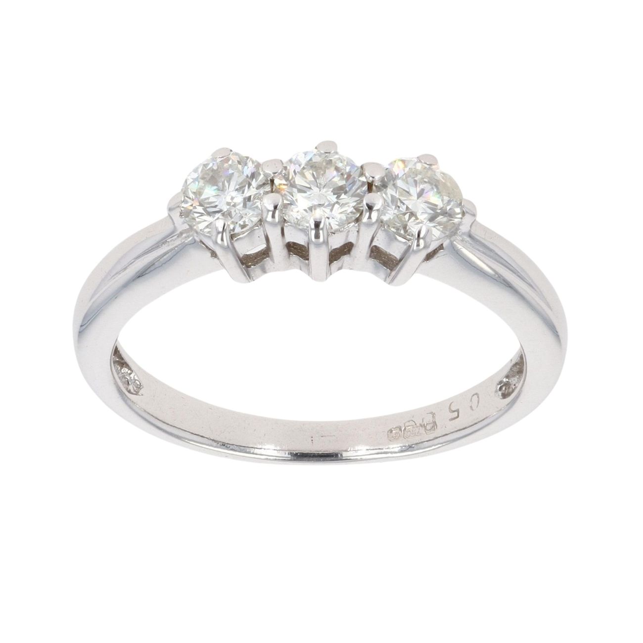 18ct White Gold 0.50ct Diamond Trilogy Ring