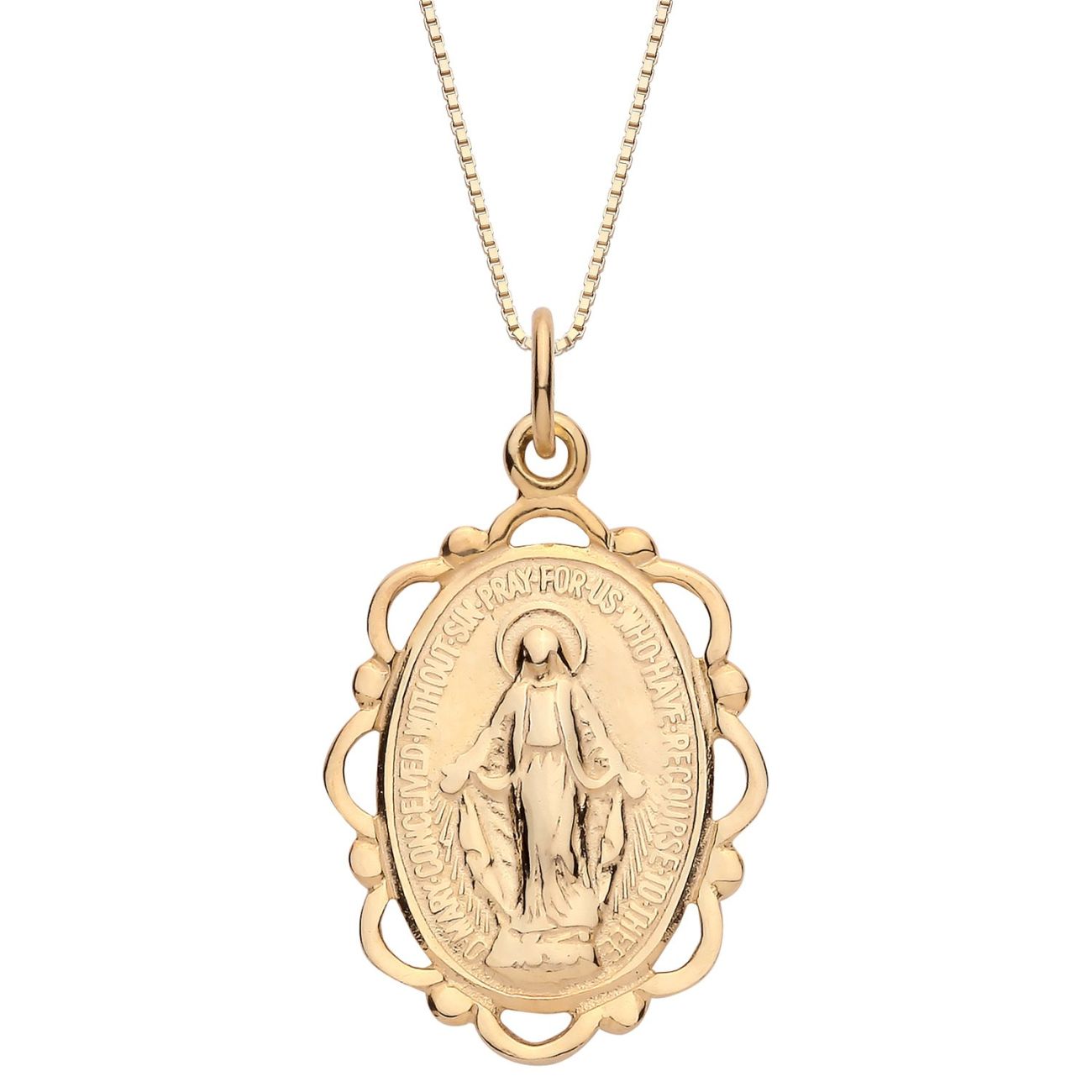 18ct Yellow Gold on Sterling Silver Madonna Filigree Pendant Necklace