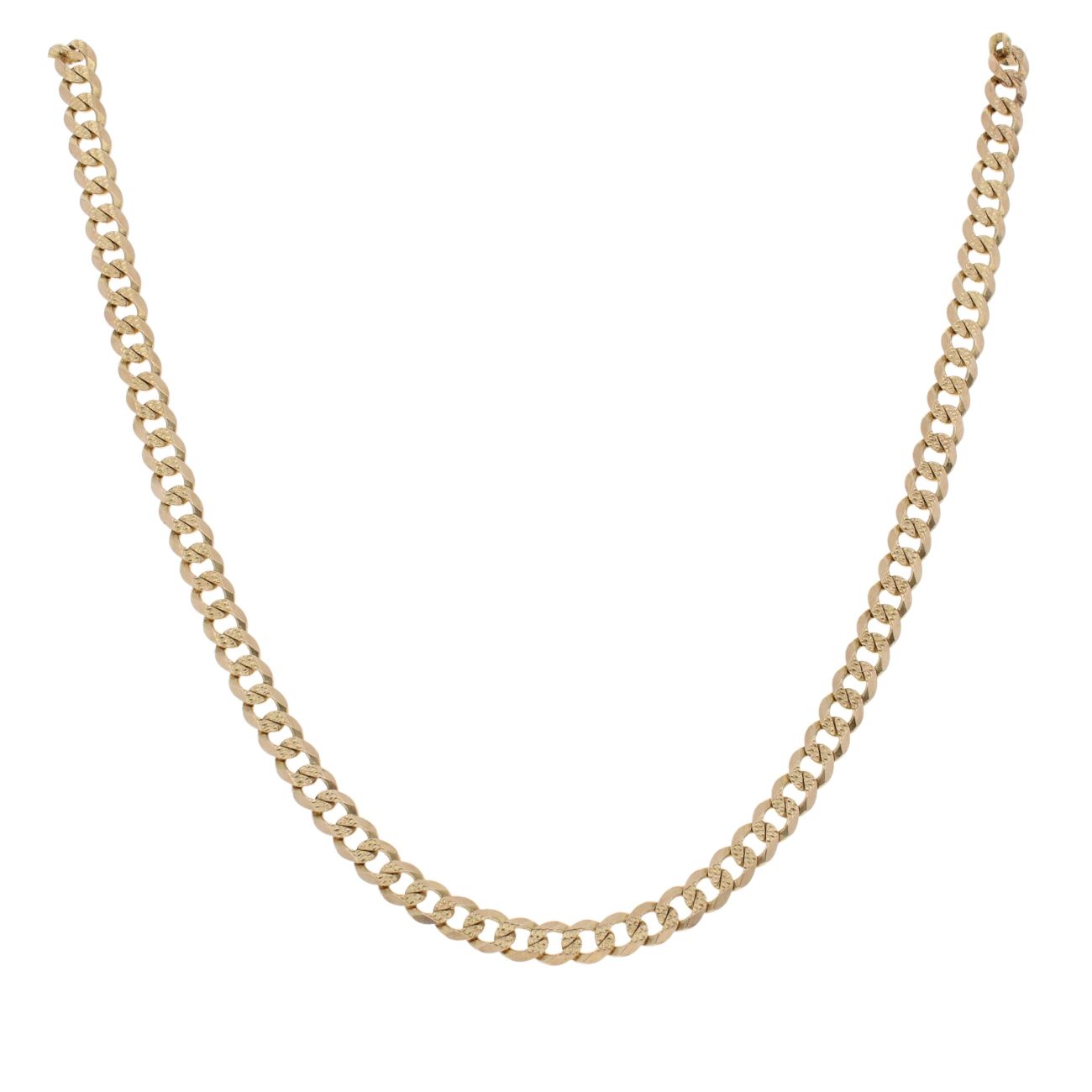 9ct Yellow Gold Textured Curb Chain 18"
