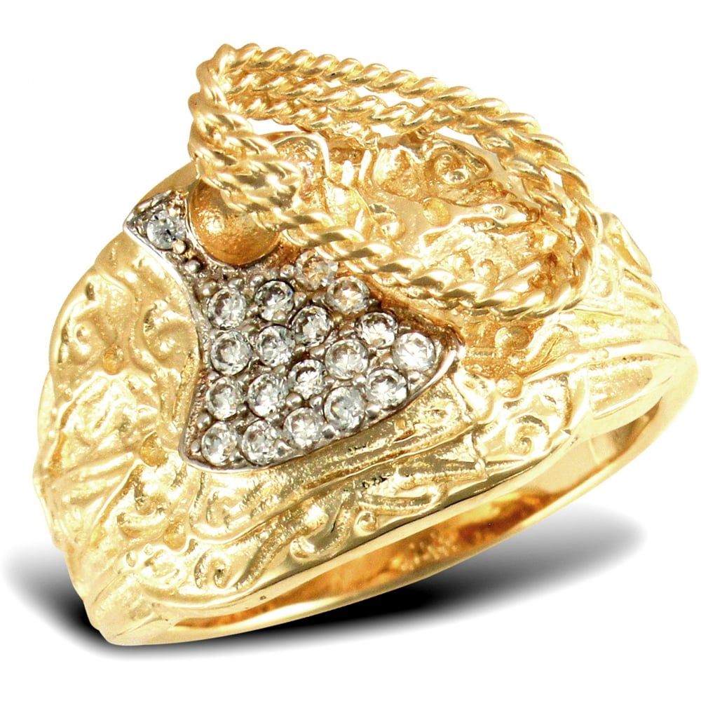 9ct Yellow Gold Cubic Zirconia Saddle Ring