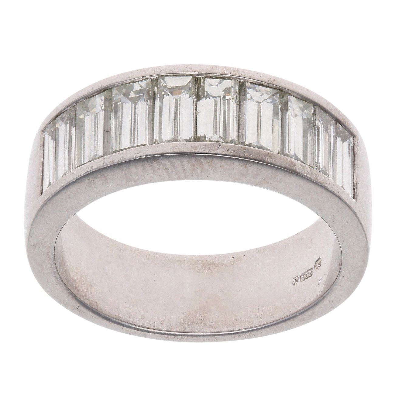 18ct White Gold 2.00ct Baguette Cut Diamond Half Eternity Ring