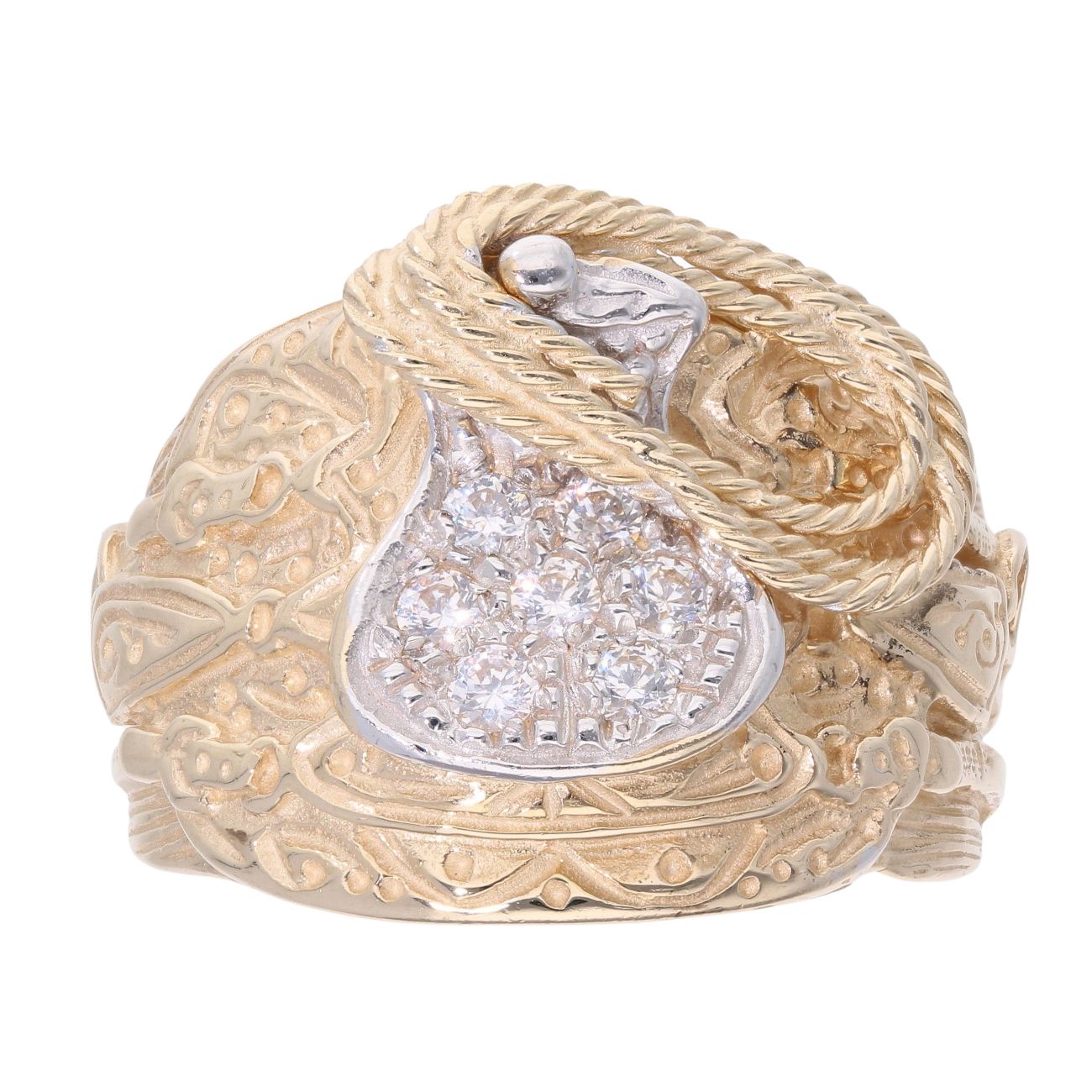 9ct Yellow Gold Cubic Zirconia Saddle Ring