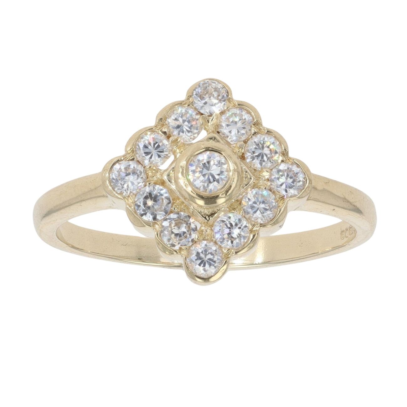 9ct Yellow Gold Cubic Zirconia Cluster Ring