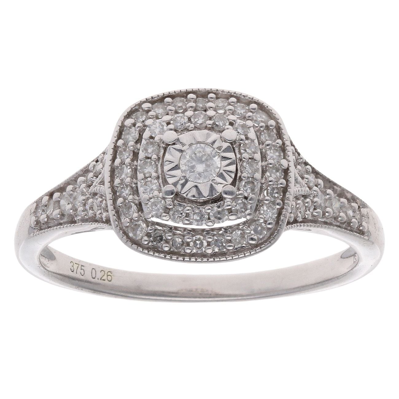 9ct White Gold 0.26ct Diamond Cluster Ring