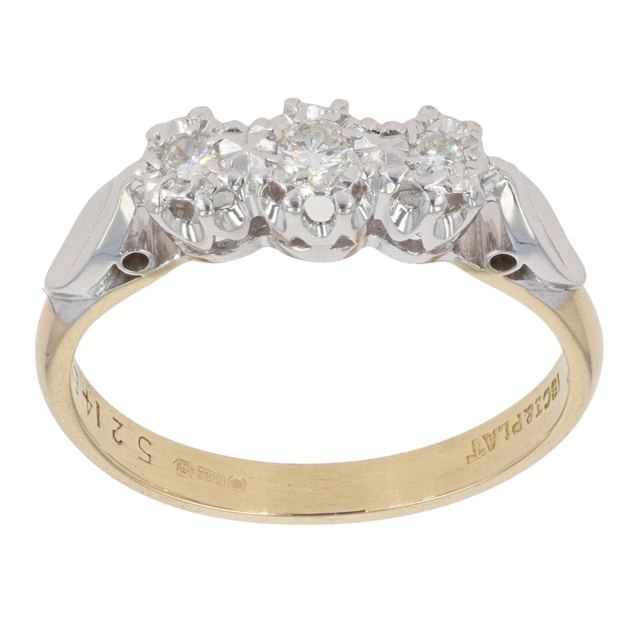 18ct Yellow Gold 0.15ct Diamond Trilogy Ring