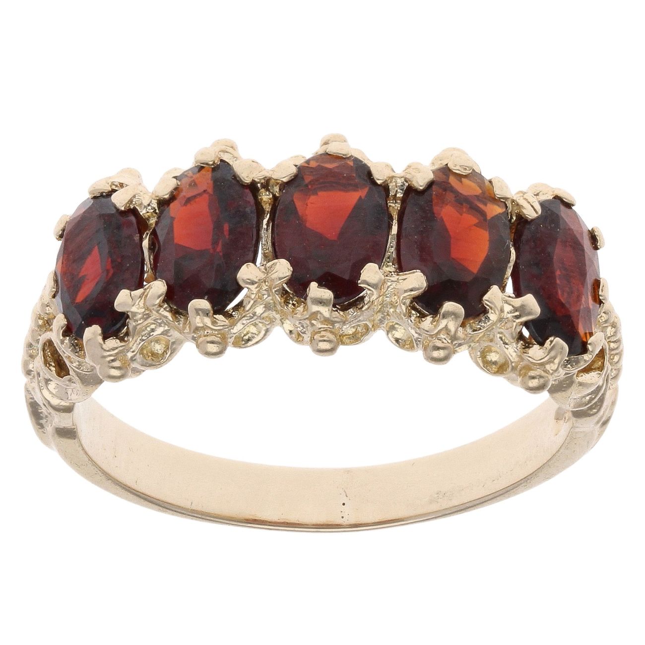 9ct Yellow Gold Garnet Five Stone Ring