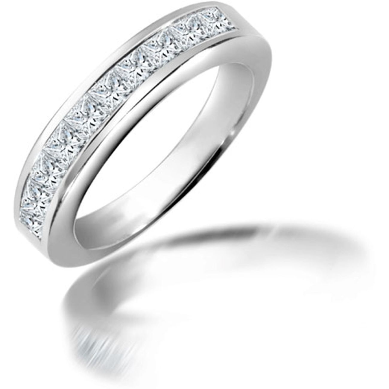 18ct White Gold 0.75ct Princess Cut Diamond Eternity Ring