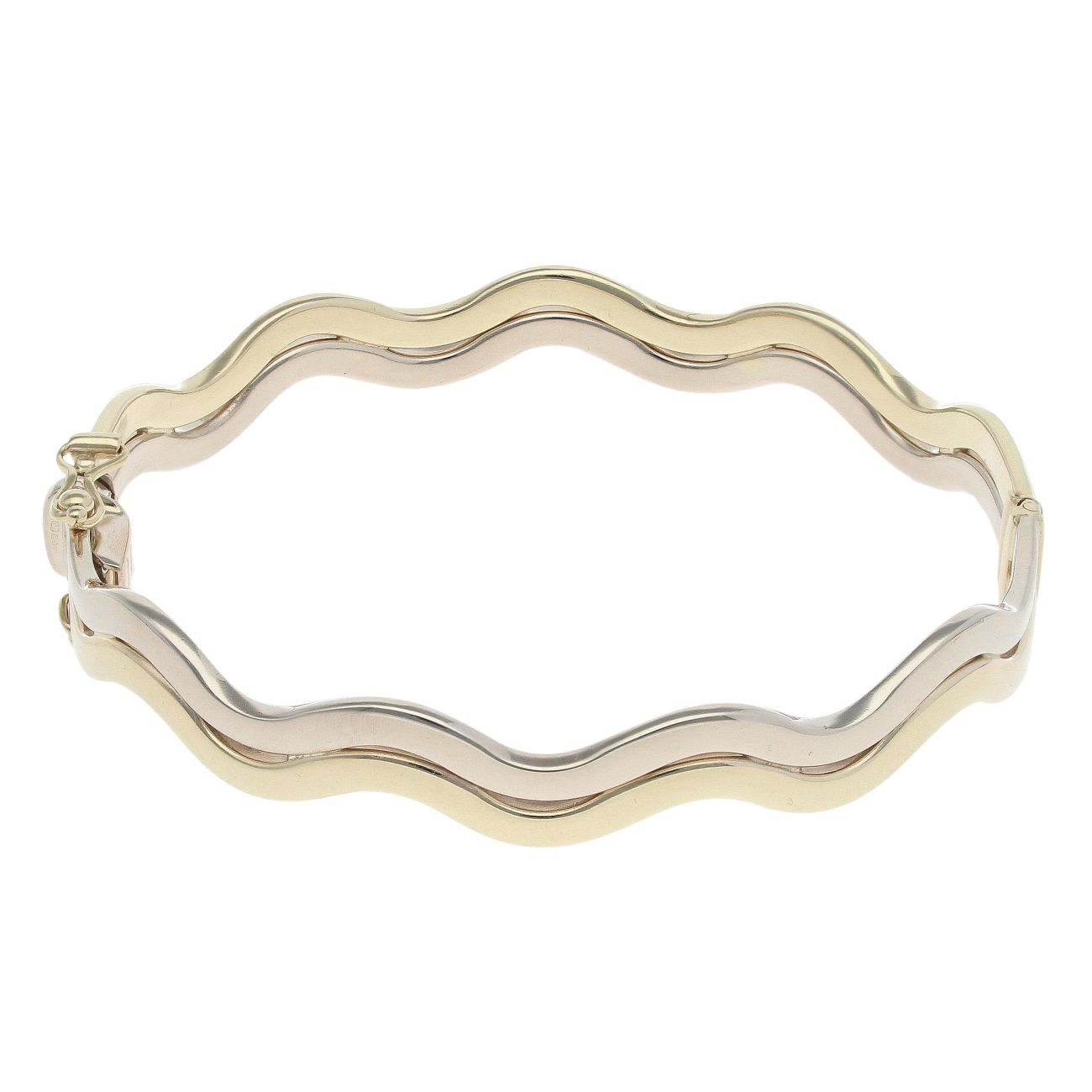 9ct Yellow and White Gold Wave Bangle