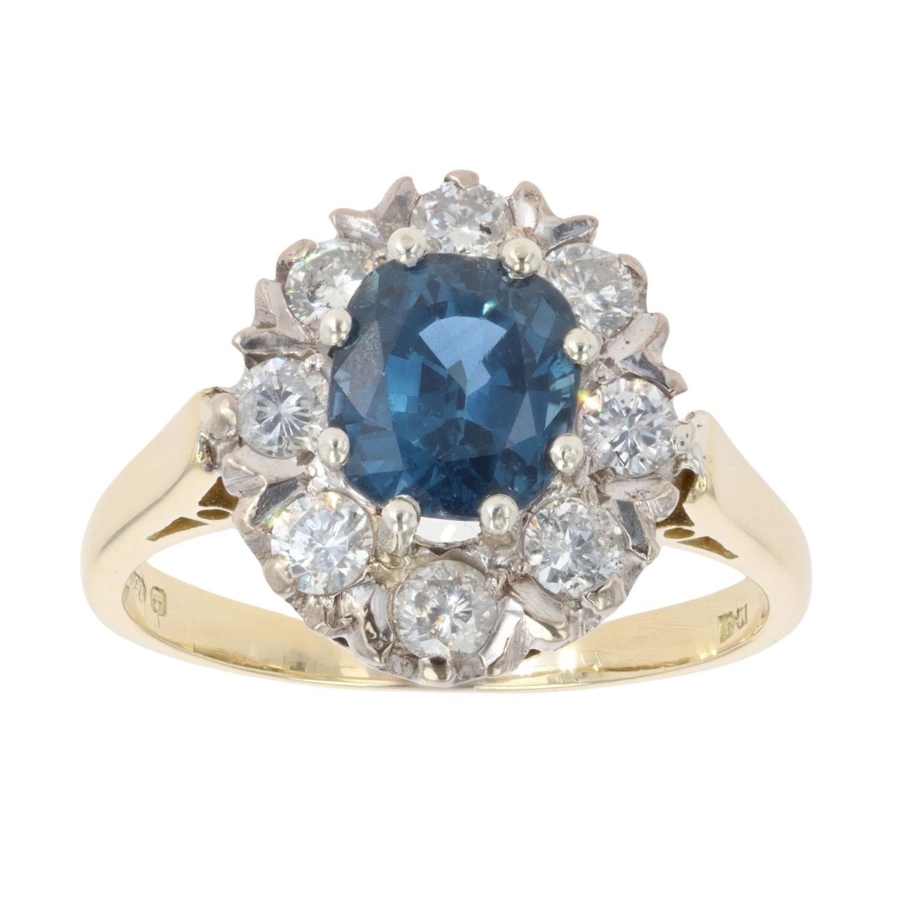 18ct Yellow Gold 0.70ct Diamond And Sapphire Cluster Ring