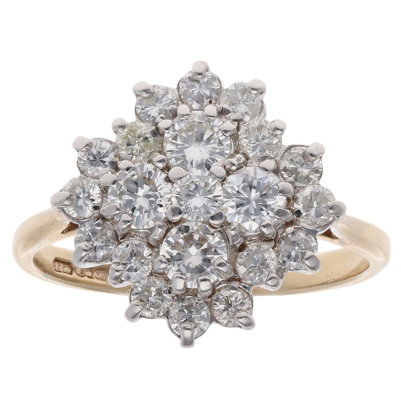9ct Yellow Gold 1.25ct Brilliant Cut Diamond Cluster Ring