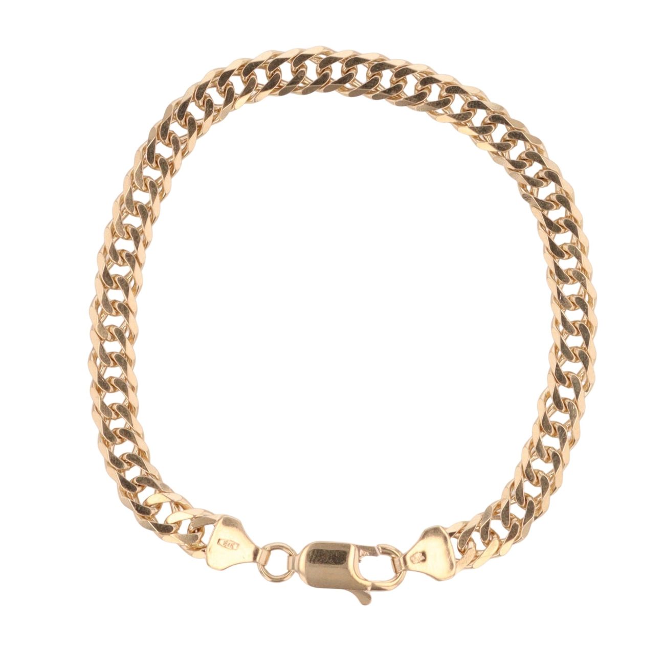 9ct Yellow Gold Double Curb Bracelet 8"